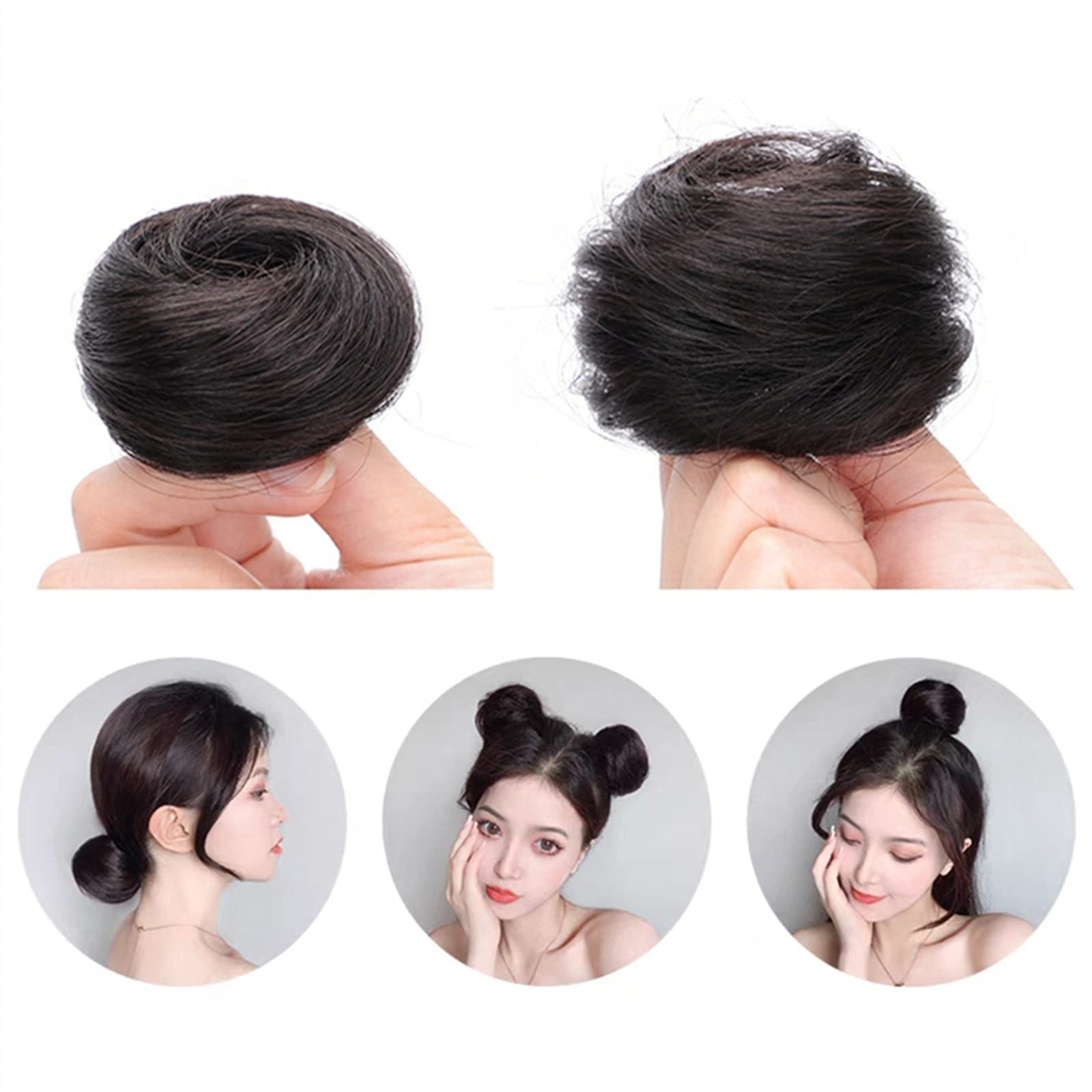 Messy Bun Haarteile 1/2PCS Band Pferdeschwanz Scrunchy Haarteil for Frauen Echthaar Dutt Chignon Unordentliche Dutt Haarteile Donut Chignon mit elastischem Gummi Brötchen Haarteil (Size : 2 Piece, C