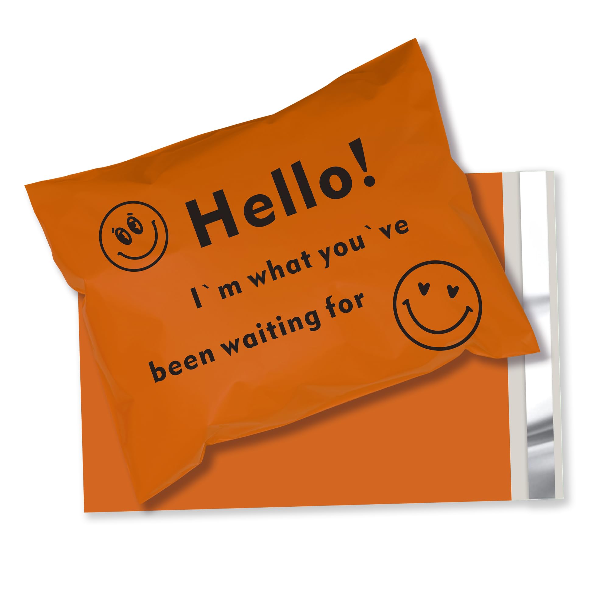 Vapulcio Poly Mailers 10x13 Inch 100 Pcs, Self Seal Shipping Bags with 2.4 Mil, Waterproof and Tear-resistant Mailers Poly Bags, Strong Adhesive Shipping Envelopes for Clothing, Orange Smile