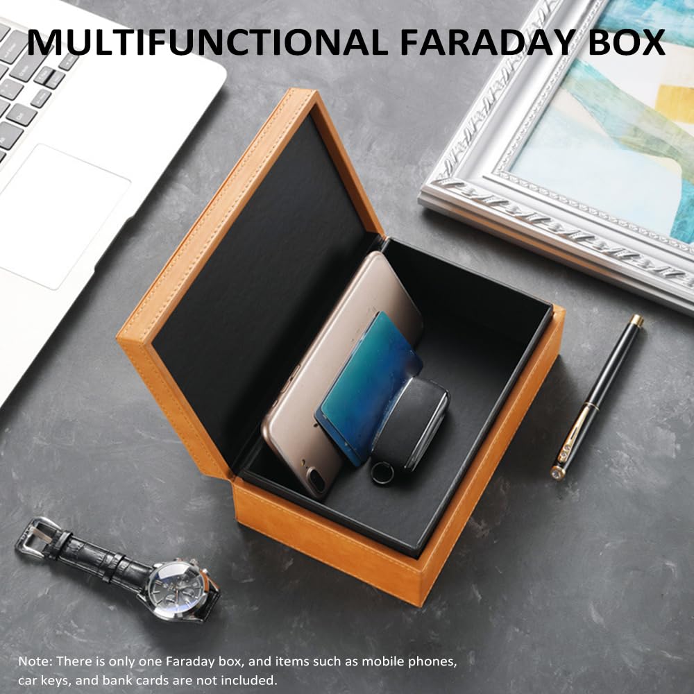 Shkalacar Faraday Box kluczyk samochodowy, skórzana skrzynka na klucze z ochroną przed promieniowaniem i funkcją blokowania ETC/NFC/RFID, ochrona przed kradzieżą, klatka blokująca sygnał, do