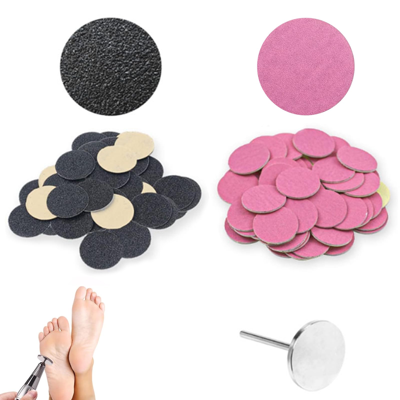 101pcs Herramienta De Pedicura, Papel De Lija Accesorio de Reemplazo de Herramienta de Pedicura de Discos con Eje Para Eliminar la Piel áspera, Seca Y Muerta Y Los Callos de los pies (25mm)