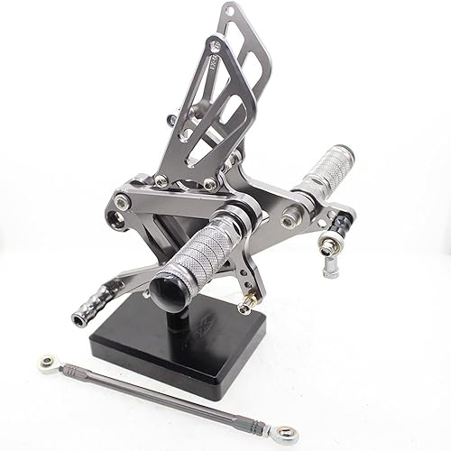 Miniatura 4 de Krace Juego de estriberas para motocicleta, reposapiés, pedales de cambio de freno, totalmente ajustables, apto para Kawasaki Ninja ZX6R ZX9R Gris