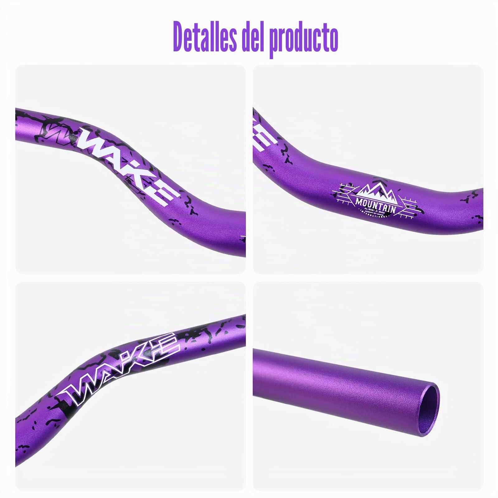 WAKE Manillares para Bicicleta 31,8mm*780mm Extra Largos Manillar Ancho Mangos de Aleación de Aluminio 55mm Riser Bar para MTB Ciclismo en Carretera (Morado)