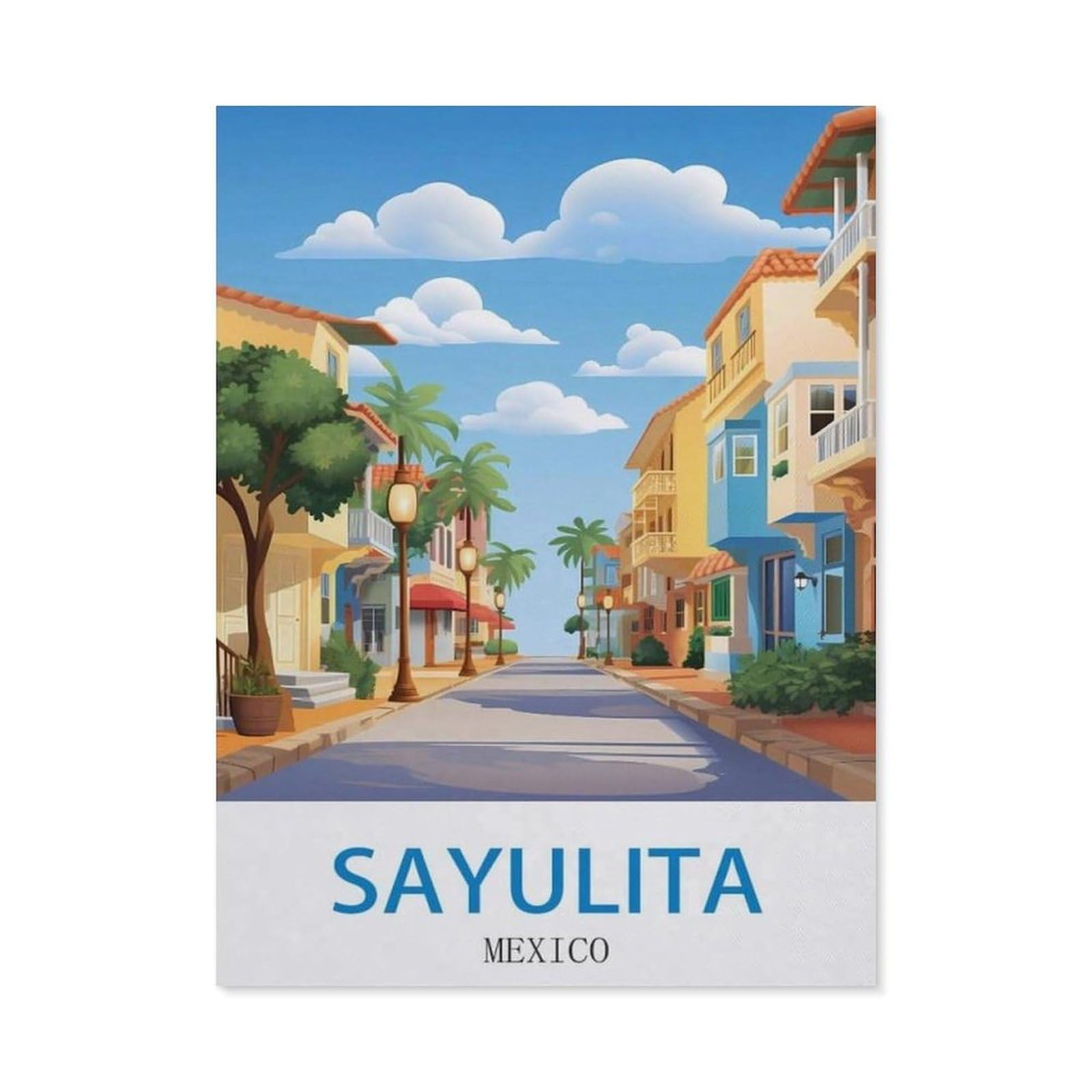 Sayulita Mexico，Vintage Metal Tin Sign Retro Wall Art Decor House Plaque Poster for Home Bar Pub Garden Kitchen Coffee Garage Decoration(20x30cm）8x12 inch-EE19