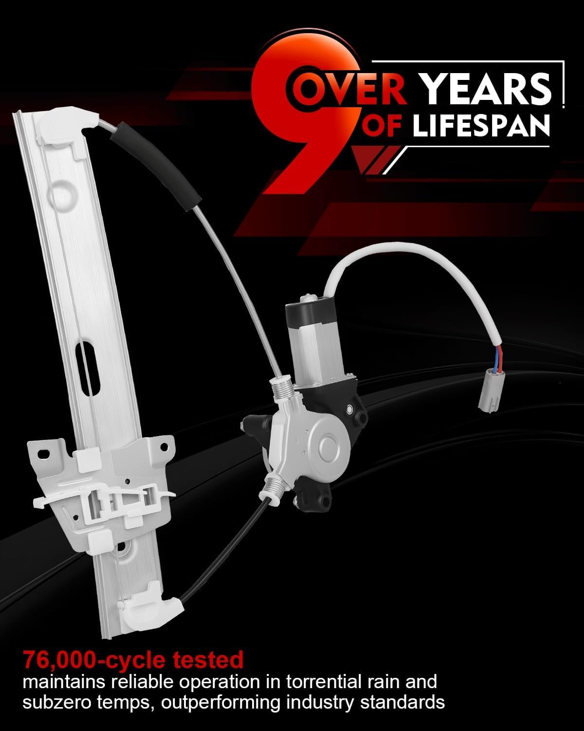 Rear Right Passenger Side Power Window Regulator with Motor for:-Ford Escape 2008-2012, for:-Mazda Tribute 2008-2011, for:-Mercury Mariner 2008-2011 2 Pins Connector OE# 8L8Z7827000A 751-713