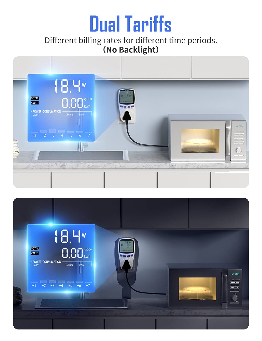Power Meter Dual Tariffs Upgrade, Maxcio Electricity Usage Monitor UK