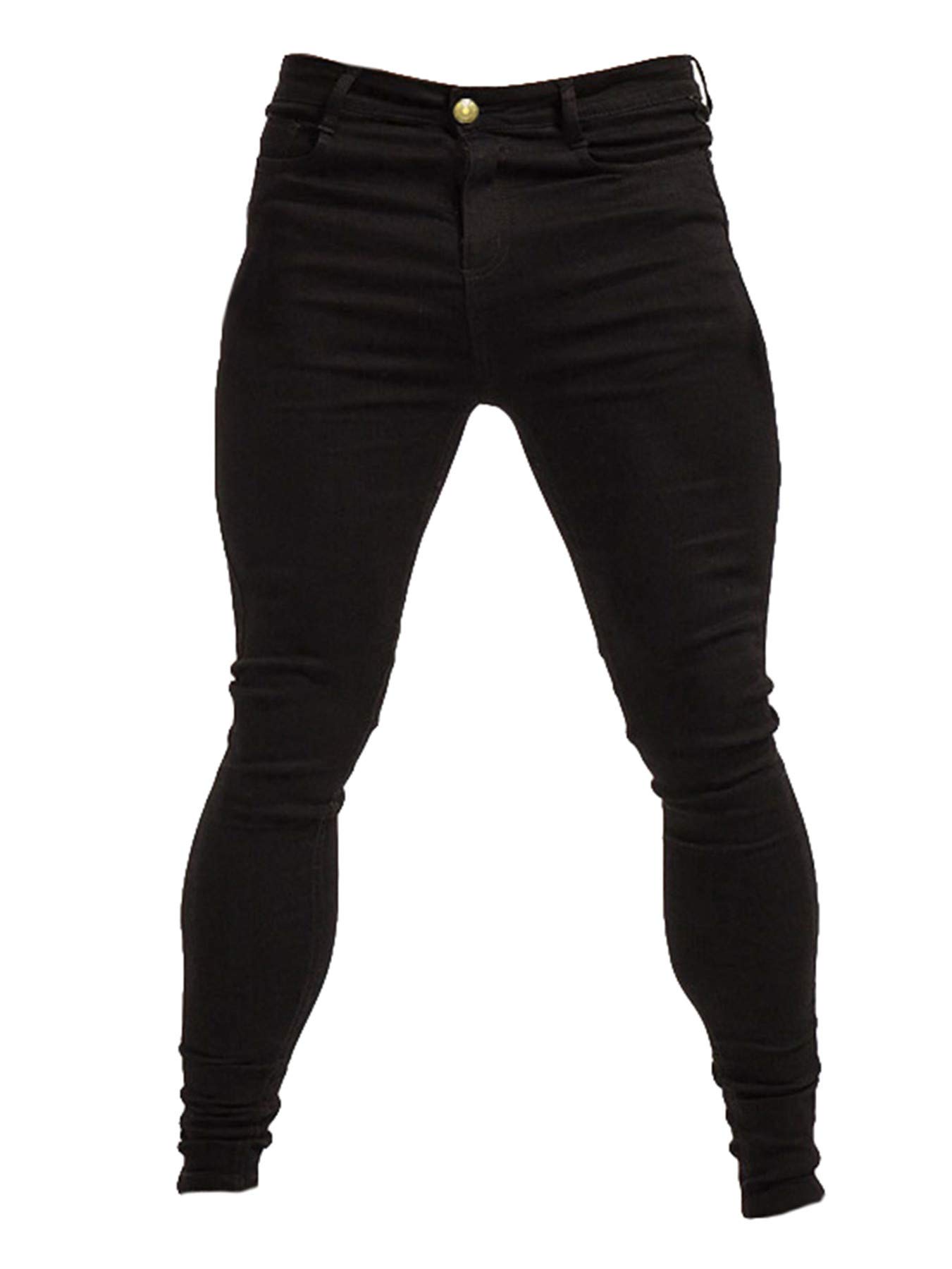 Andongnywell Mens Pocket Regular Fit Straight Denim Pants Stretch Loose Jeans Casual Elasticated feet Pants