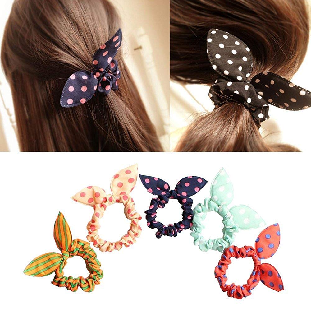 FAMEZA Multicolour Rabbit Ear Fabric Rubber Bands for Women Pck 6 (B07JL1MN9S) Amazon Price History, Amazon Price Tracker