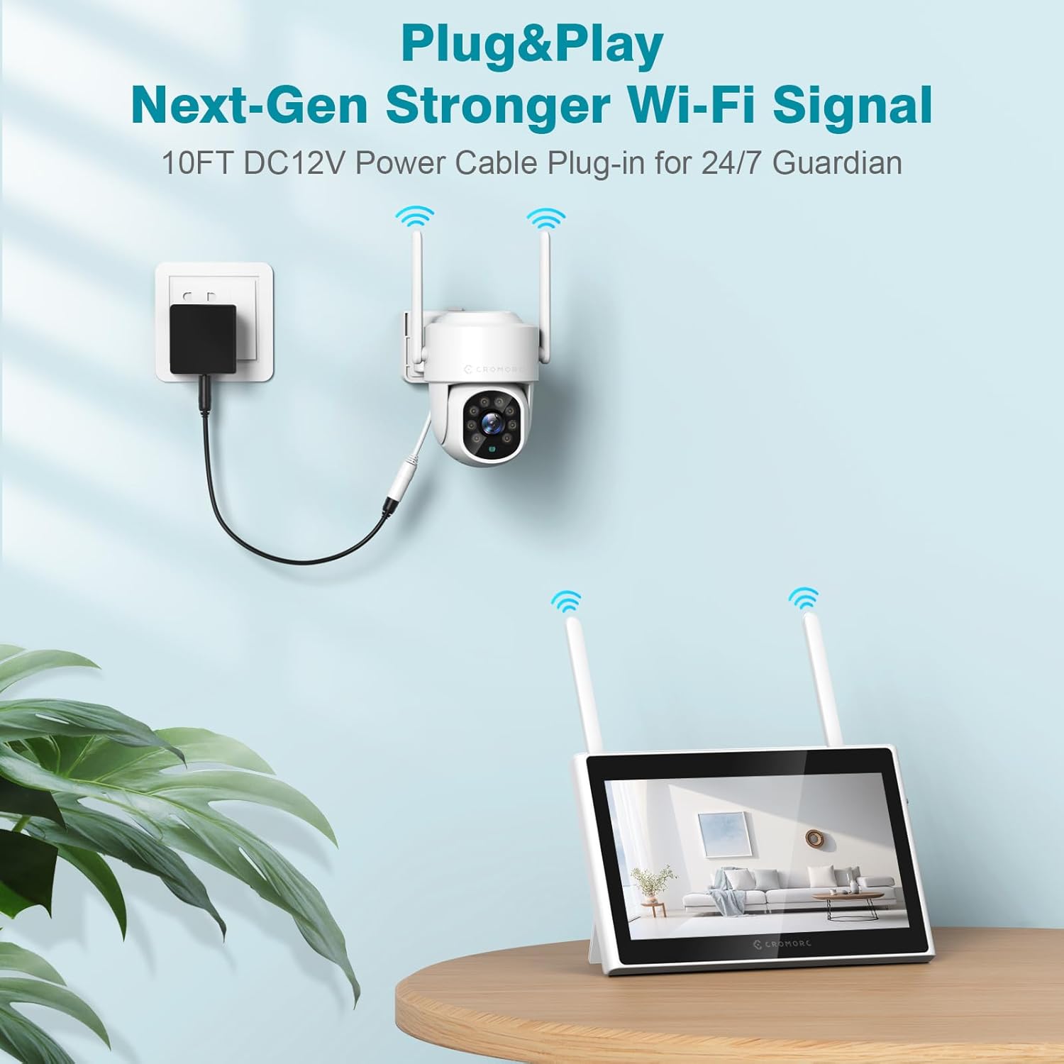 Expandable 10CH Wireless Security Camera System with 10.1" Monitor, AI Human Detection, Floodlight,Siren Alarm, 2-Way Audio,4PCS 5MP PTZ Camera, Home Business Surveillance,1TB HDD