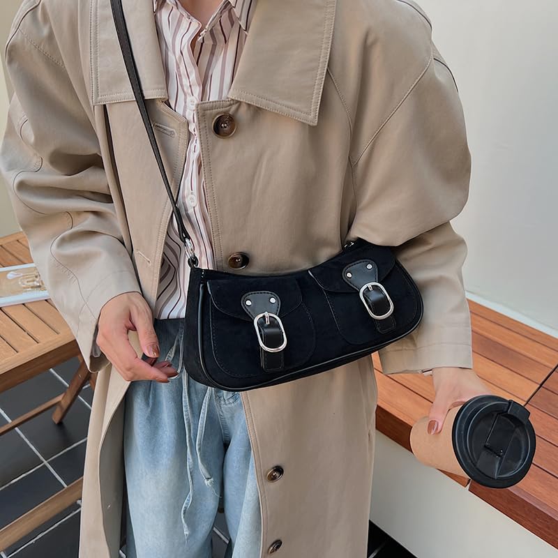 Trendy Tote Handbag Double Pockets Crossbody Bag Y2k Underarm Purse for Women Work Shopping Travel3