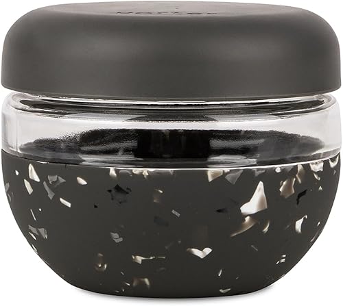 W&P Porter Seal Recipiente de vidrio hermético para almacenamiento de alimentos con tapa, carbón de terrazo, 16 onzas, recipiente a prueba de fugas