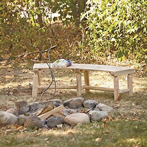 Castlecreek Curved Fire Pit Bench, Wood Log Bench Seat, Outdoor, Backyard, Rustic #TOP5