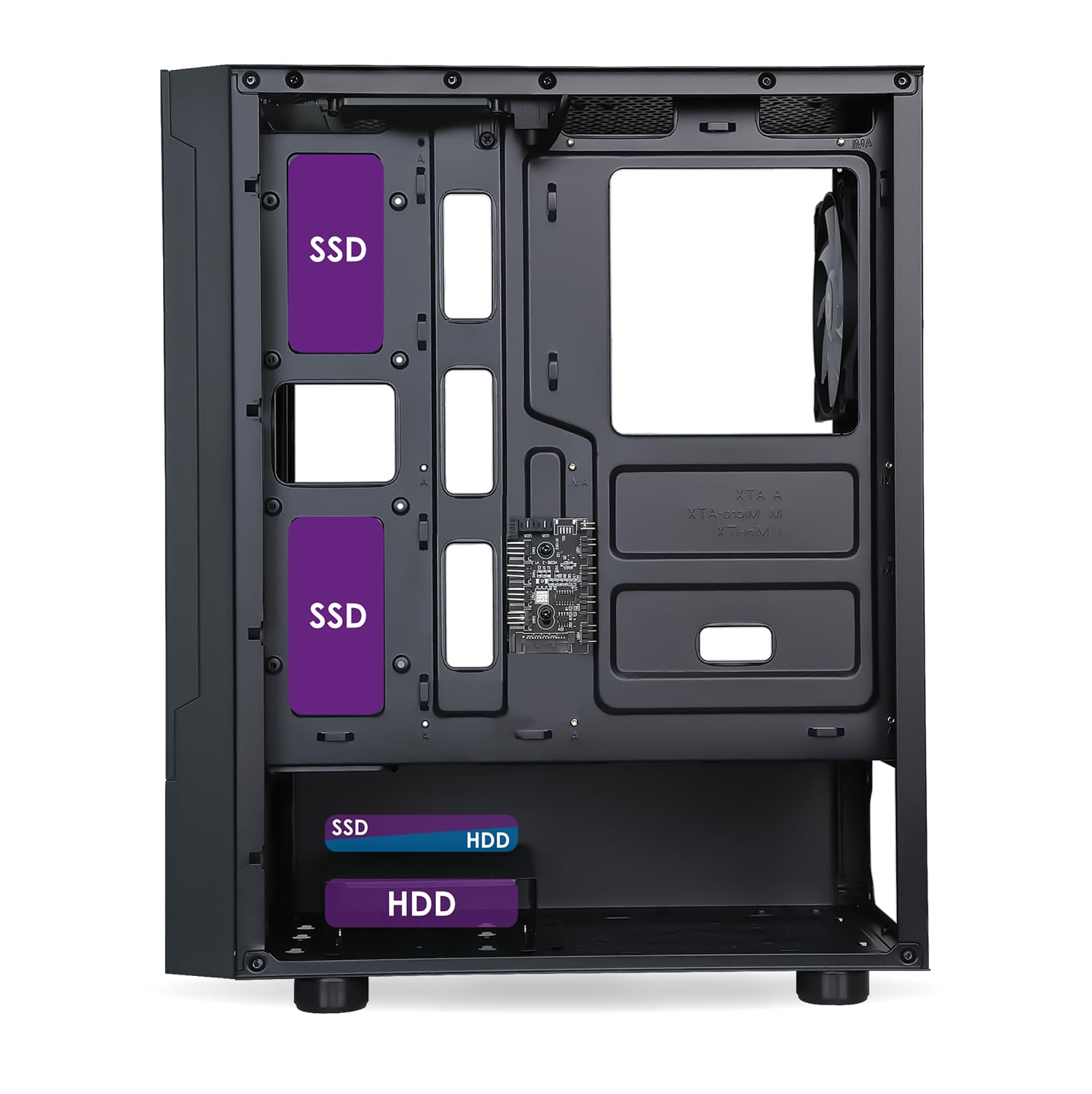 EMPIRE GAMING - Case PC Gaming Sapphire - ARGB Media Tower ATX/Micro-ATX/ITX - Porta Laterale in Vetro Temperato - 3 Ventole 3 pin 5 Volt LED RGB Indirizzabile 120MM - MB Sync - Nero