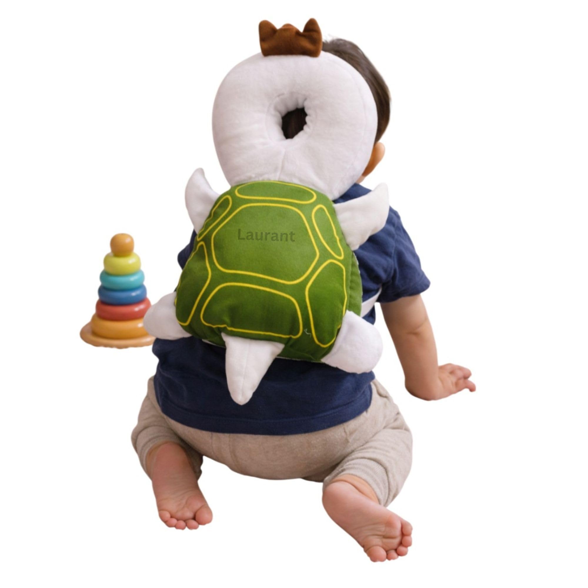 Laurant Baby Head Protection Bag, Turtle Shell Design Safety Harness with Crown, Green Backpack Style Cushion for Toddlers