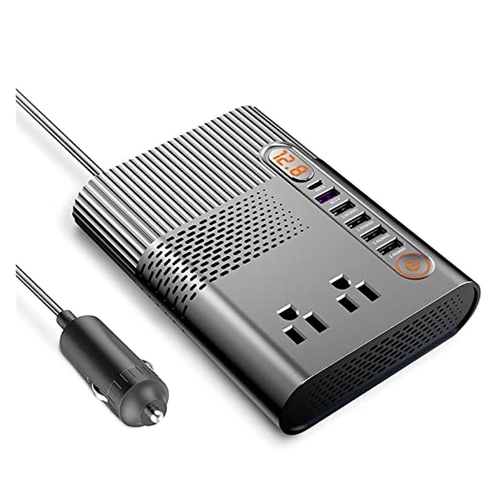 Przetwornica napięcia, Przetwornica napięcia samochodowego 300 W, 12 V DC do AC, gniazdo samochodowe, konwerter samochodowy z 4 portami USB Do samochodu, kempingu, podróży