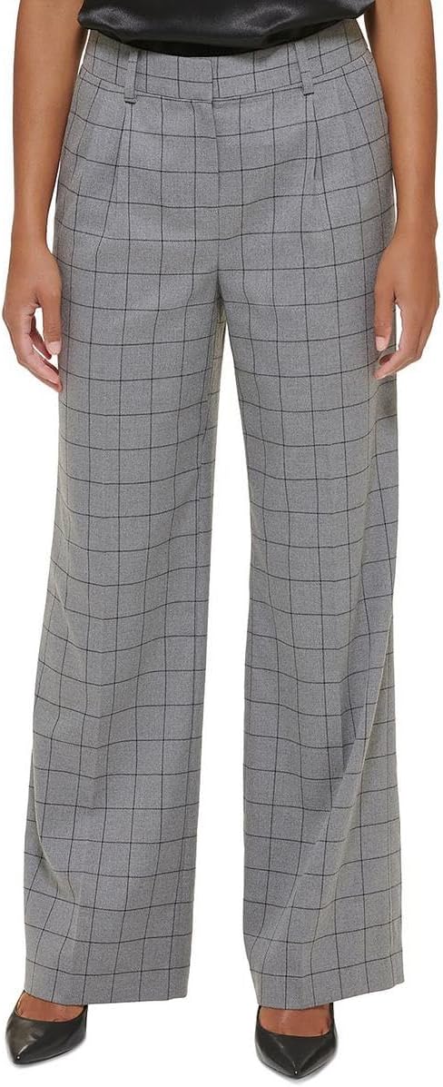 Calvin Klein Womens Petites Wide Leg Business Dress Pants Gray 4P