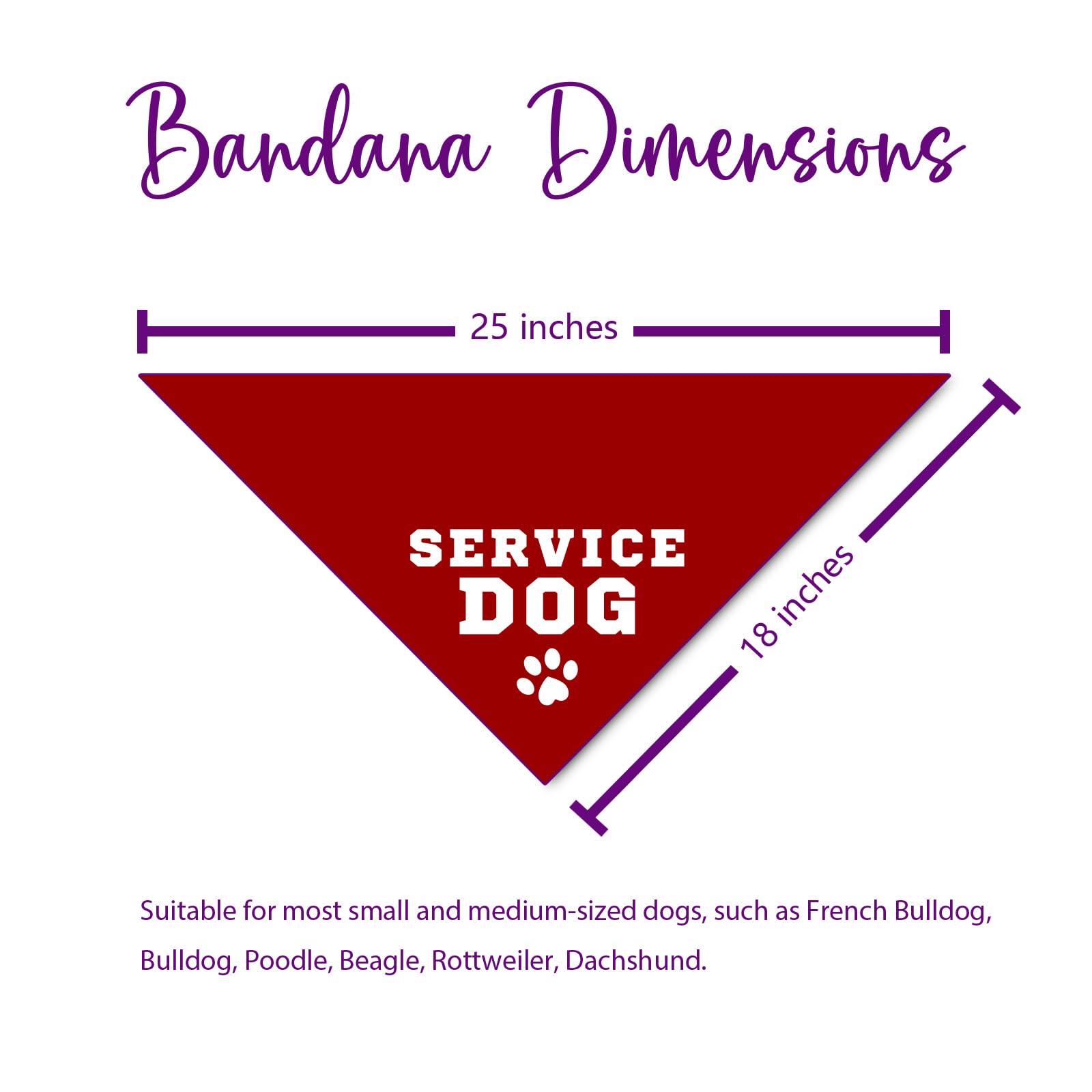 Funny "Service Dog" Red Triangle Bandana For Small/Medium Dogs - Adjustable Pet Scarf