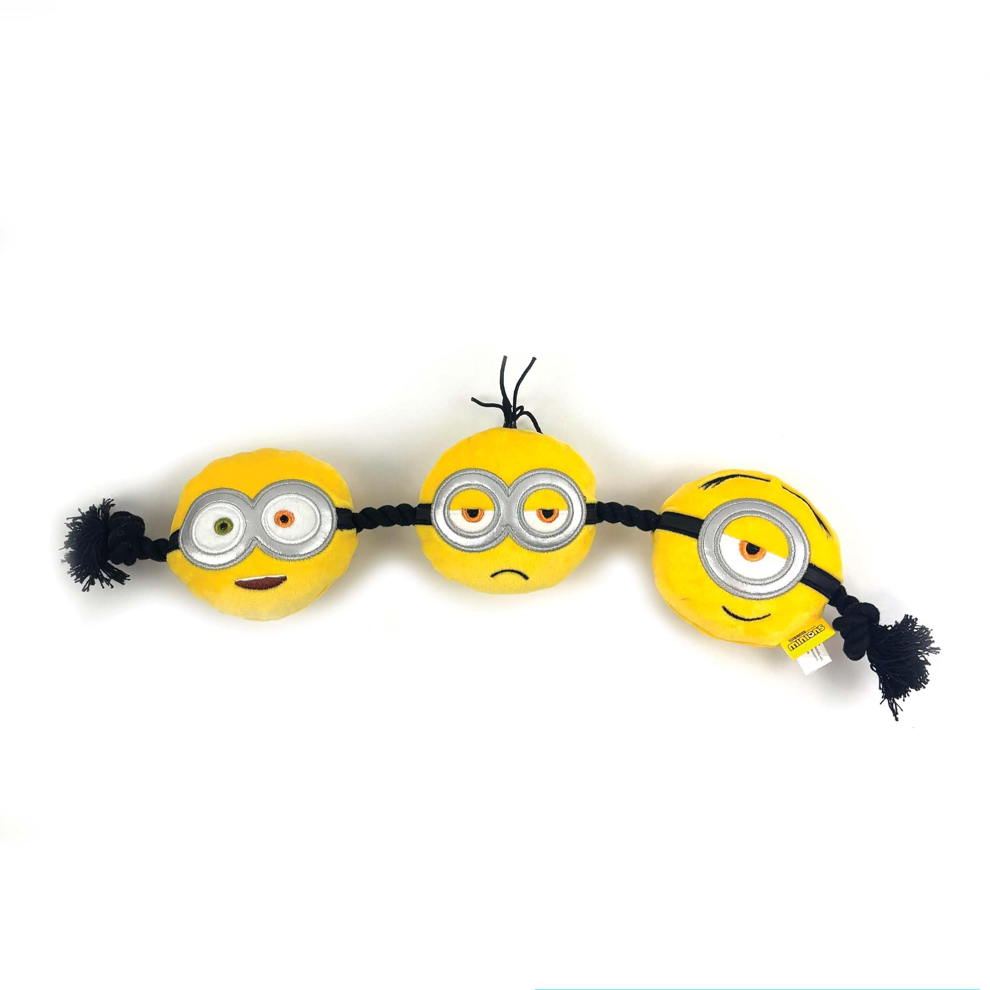 Happy Pet Officially Licensed Minions 3 Head Rope Tug Dog Toy – Triple Squeaker Rope Toy for Tugging, Chewing & Interactive Play