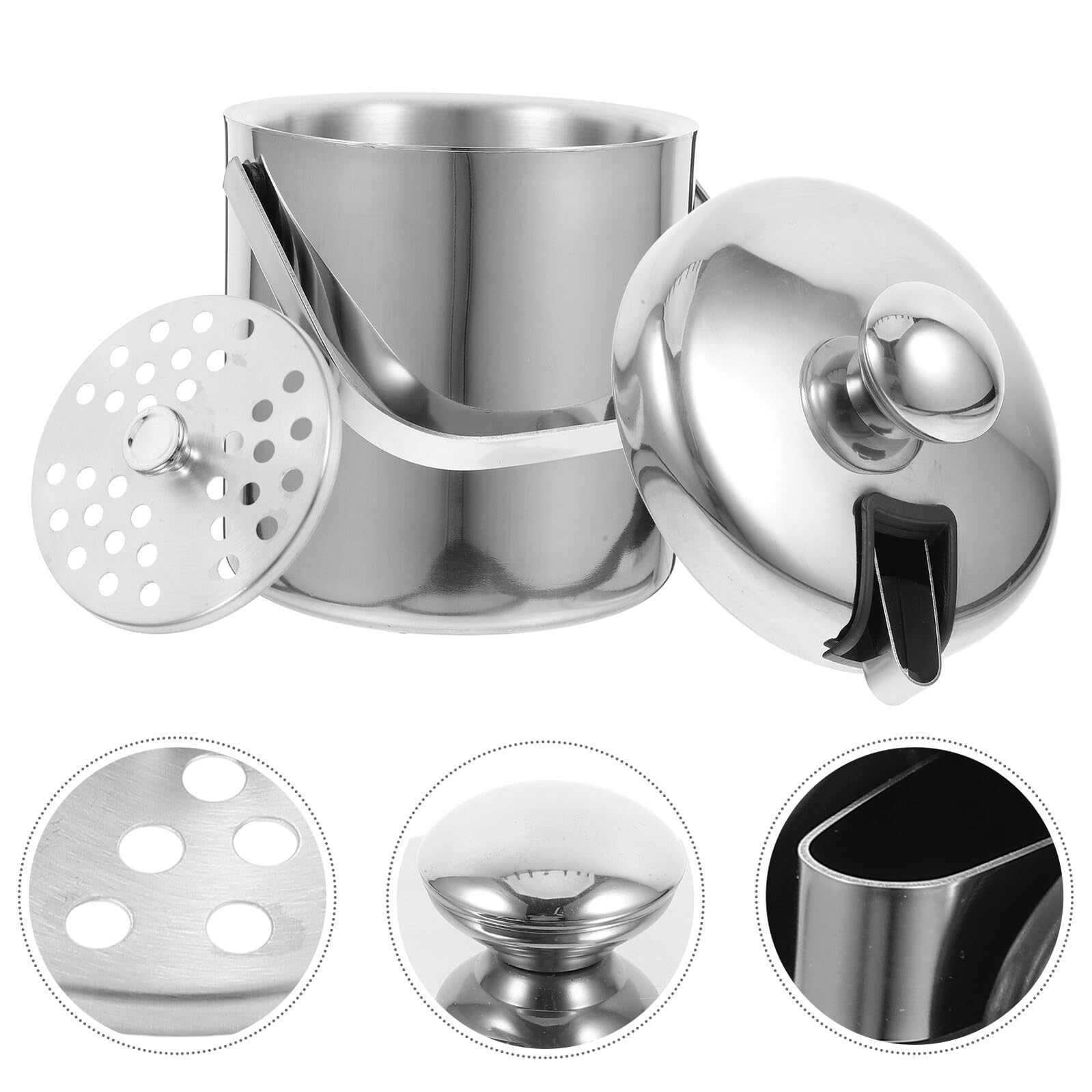 Seau à Glace Acier Inoxydable Double Paroi avec Couvercle et Filtre Seau à Glaçons Renforcé pour Bar Isolation Thermique et Résistance Aux Rayures pour Vin et Boissons