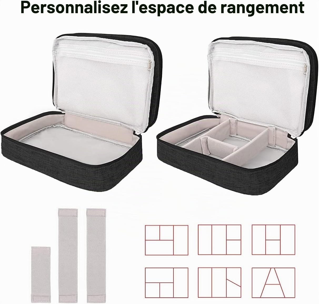 Sac Électronique Multifonctionnel Étanche 3 Couches de Rangement Câble Voyage 28 x 21 x 9 cm