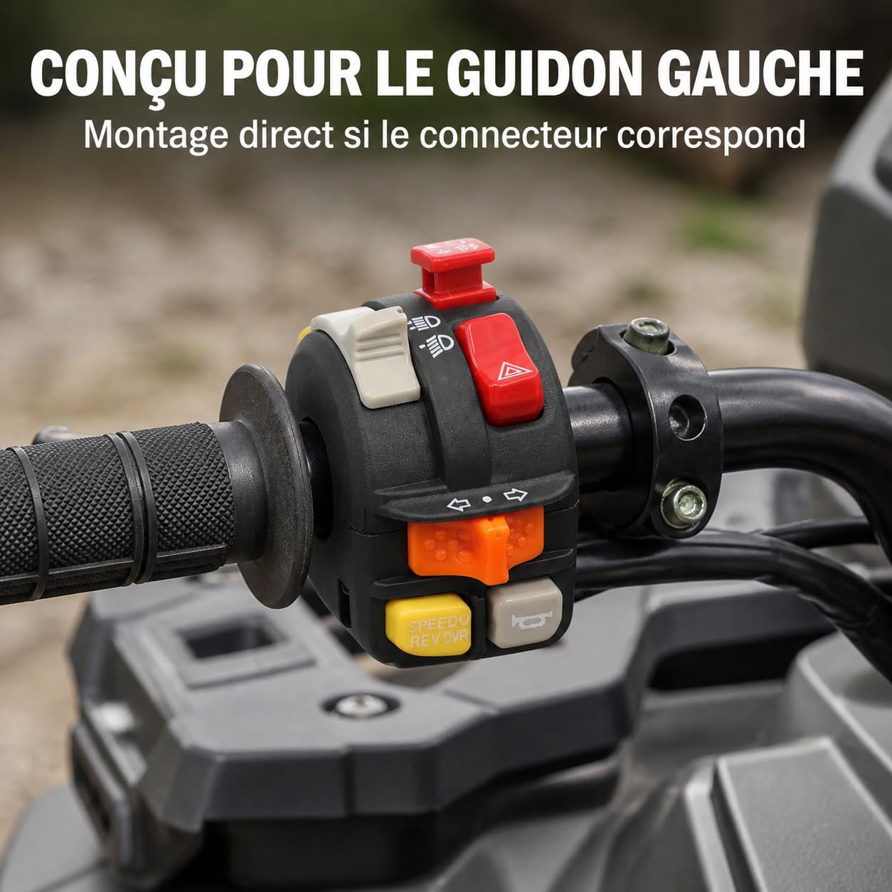 Commodo multifonction de guidon gauche compatible avec certains modèles Polaris Scrambler 500/850/1000, Sportsman 450/500/550/570/850/1000, Trail Blazer/Trail Boss 330, remplace 4012435/4013074