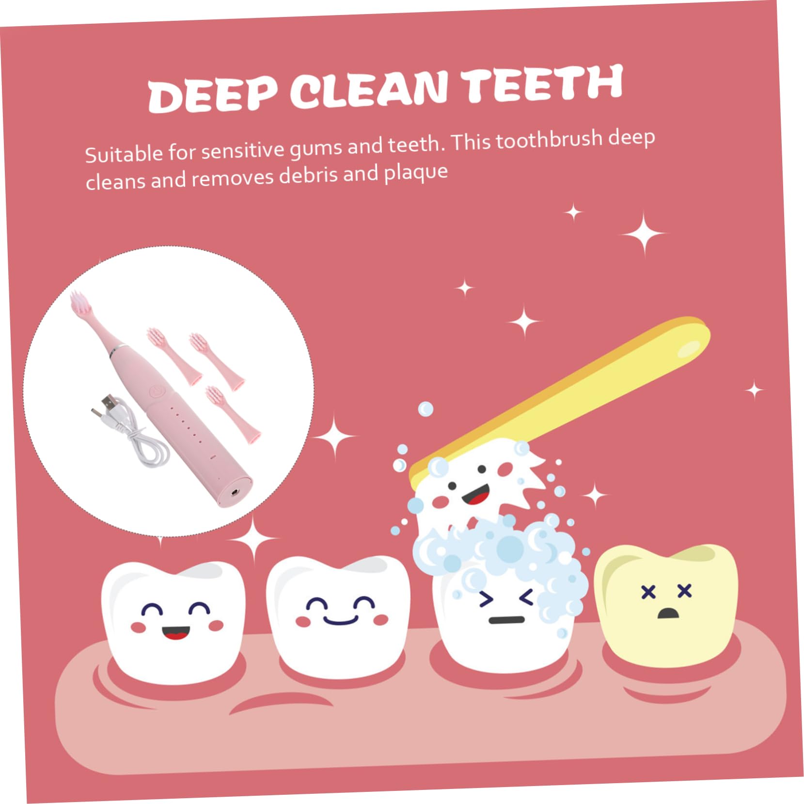 Gatuida 2sets Spazzolini Elettrici Per Ragazzo Ragazza Con Design Cartoon Spazzolino Ricaricabile e Portatile Per La Pulizia Completa Dei Denti Dei Piccoli