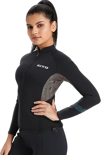 Miniatura 2 de ZCCO Traje de neopreno de 0.069 pulgadas para mujeres y hombres, chaqueta de neopreno de manga larga para buceo, camisa de traje húmedo con