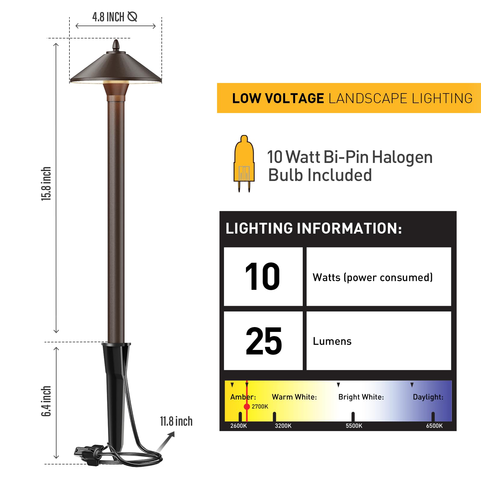 Malibu Low Voltage Pathway Lights, 10W Pro Style Halogen Landscape