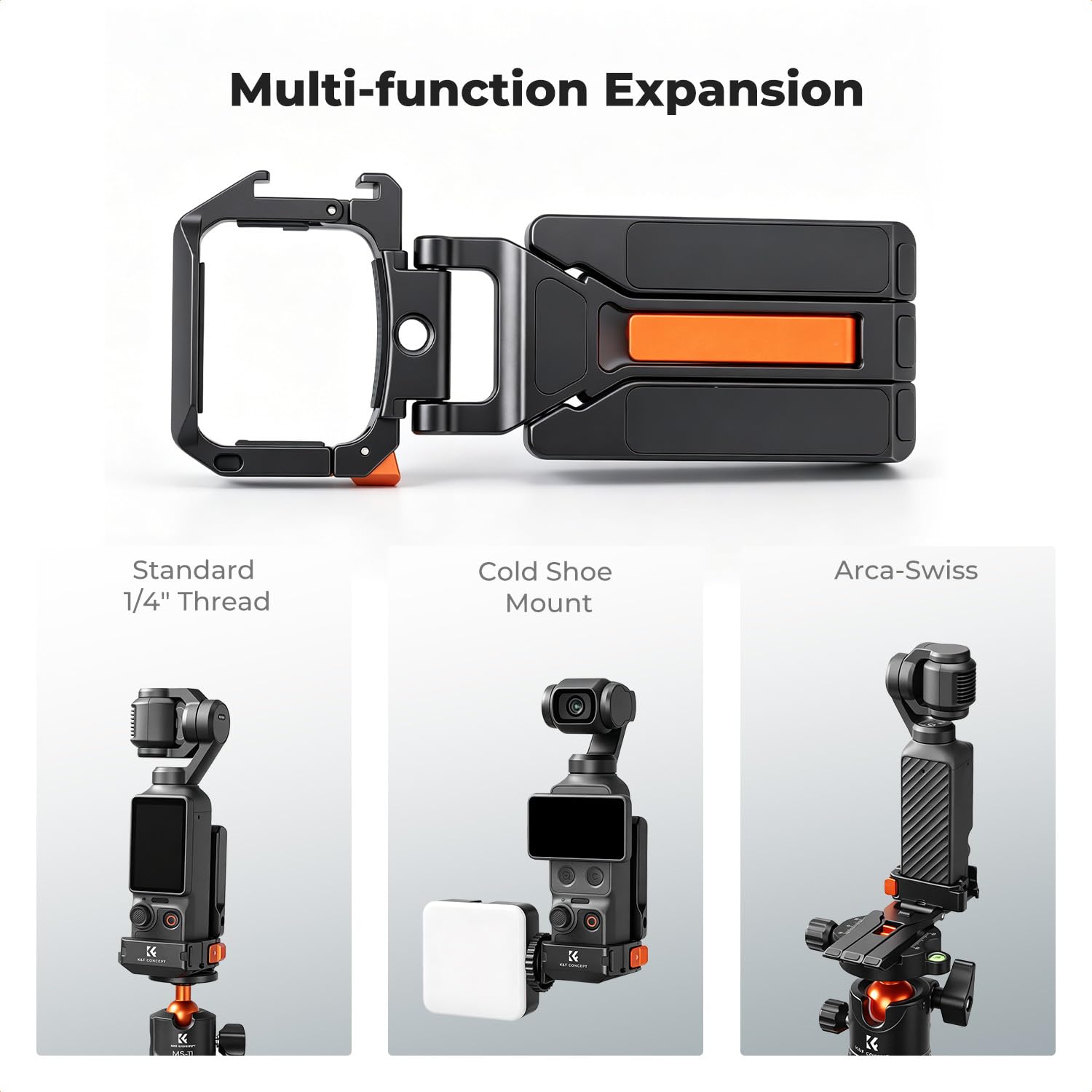 K&F CONCEPT PP63 Magnetyczna ramka rozszerzająca do DJI Osmo Pocket 4P/4/3, klatka ochronna ze stopu aluminium z konstrukcją szybkiego zwalniania, zimna stopka i mocowanie śrubowe 1/4 do akcesoriów do