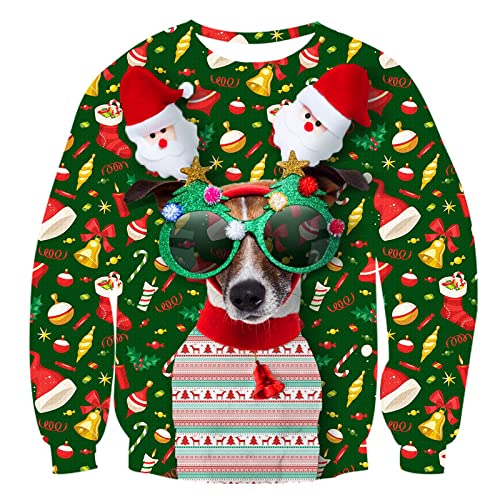Xumplo Kinder Hässliche Weihnachten Pullover Jungen Mädchen 3D Druckt Sweatshirts Kind Lange Ärmel Crewneck Lustige Weihnachtspulli Top 4-5 Jahre Cover