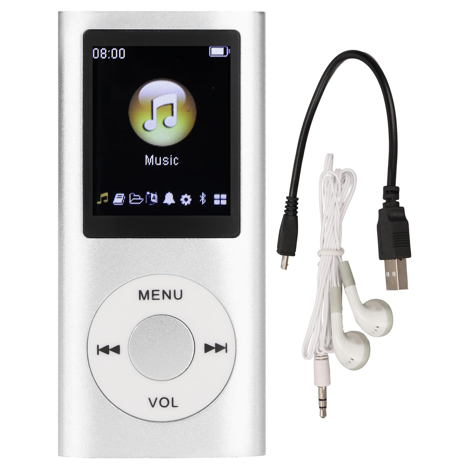 Mini Portable MP3, Stylish Multifunctional Lossless Sound Slim MP3 Music Player, 1.8inch Large LCD Screen Music Player, Portable Digital Lossless Music MP3 Player(Silver)-image-42