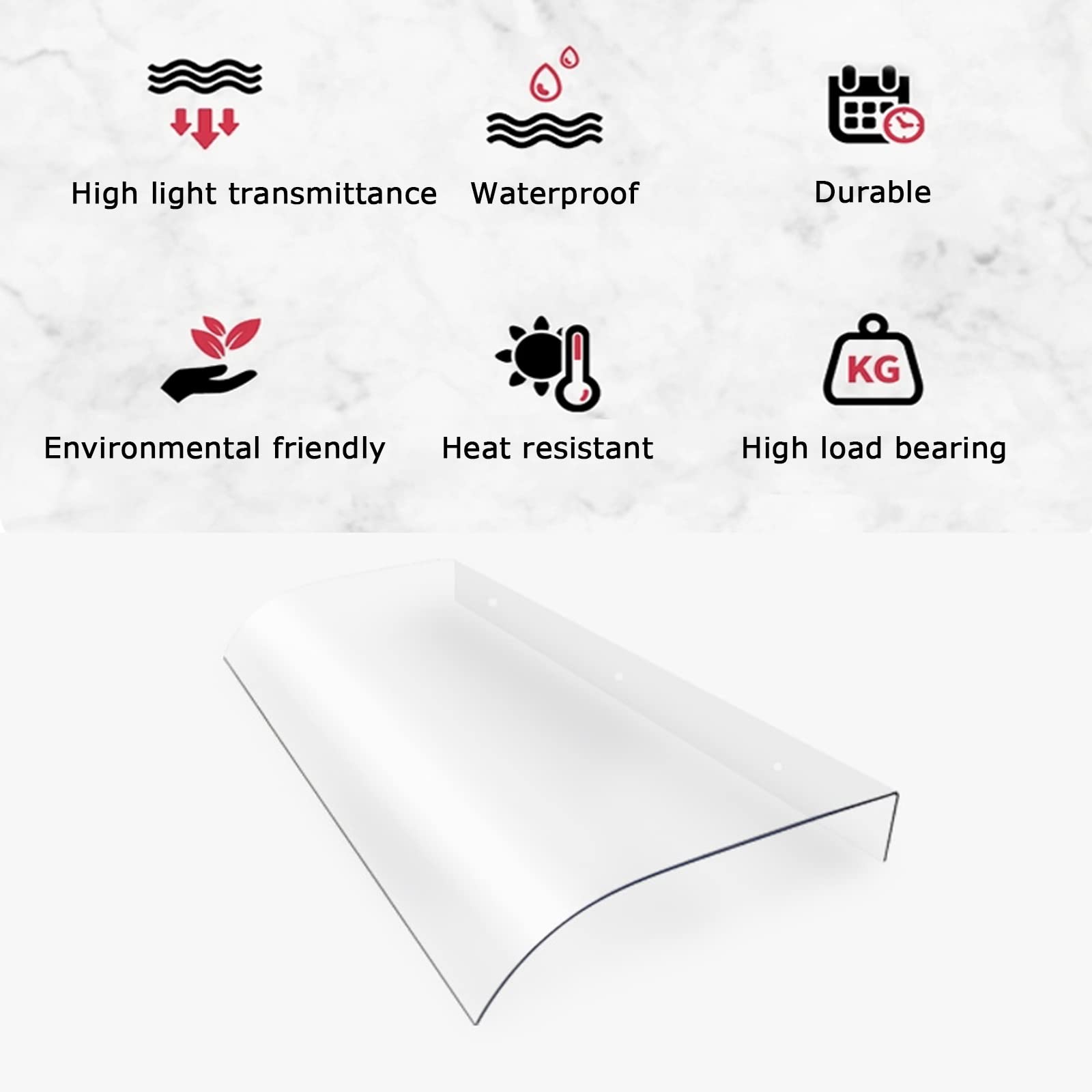 Pensilina Tettoia in Policarbonato Trasparente da 3.5 Mm, Copriporta Tendalino per Finestra, Protezione Uv Pioggia Neve (40x120cm/16"x47")