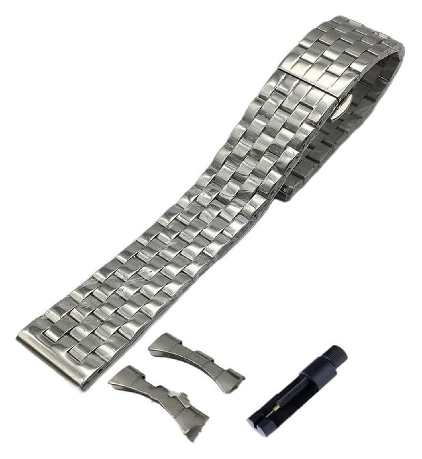 Pasek do zegarka Solidny pasek do zegarka ze stali Paski do zegarków 18mm 20mm 22mm 24mm pasek do zegarka ze stali nierdzewnej metalowa składana klamra zakrzywiona + płaska końcówka bransoletka do zeg
