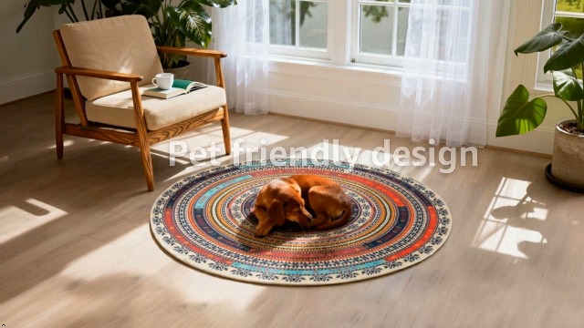 Tapete redondo Boho azul clásico 91 cm lavable antideslizante miniatura 7