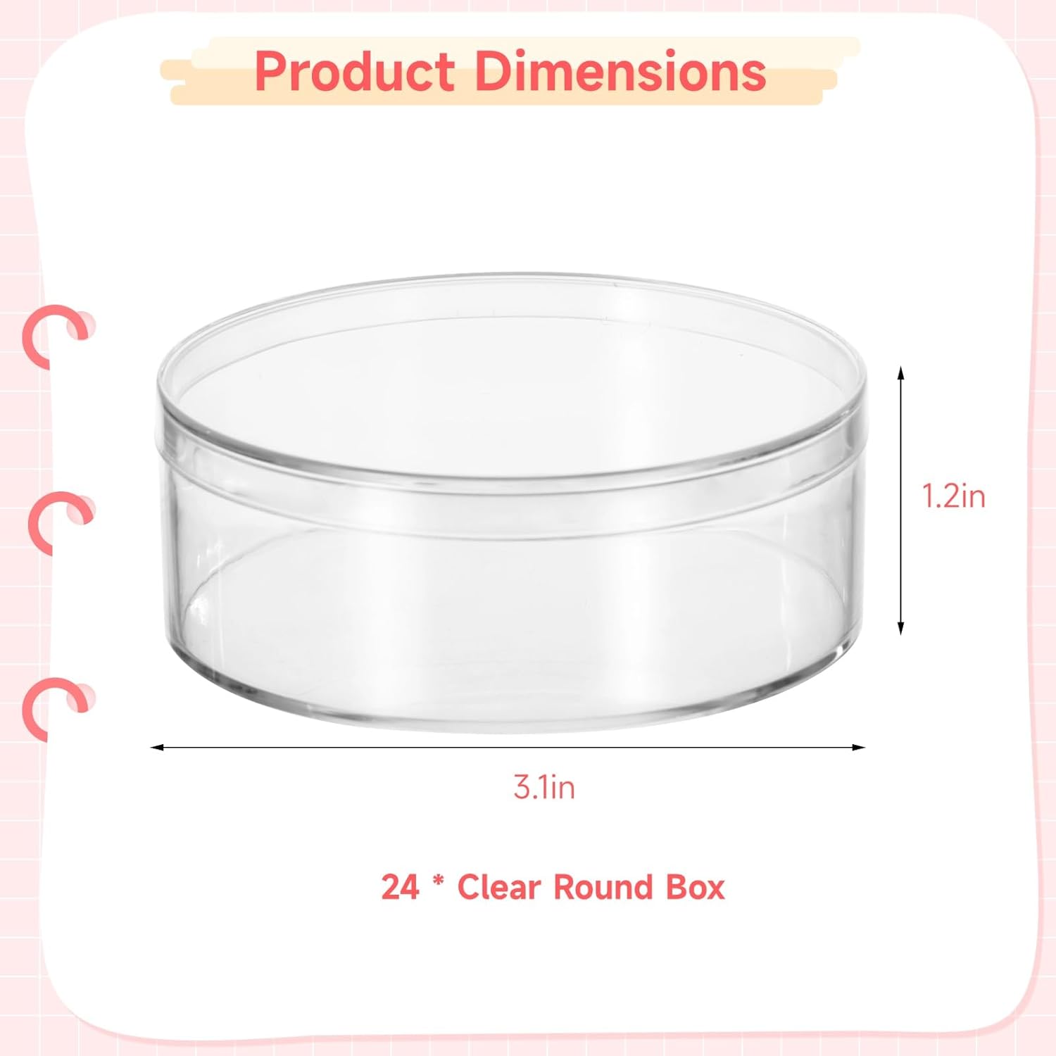 Homaisson 24 Pcs Clear Acrylic Candy Boxes, 3.1 Inch Small Acrylic Storage Box with Lid, Transparent Storage Boxes Containers, Round Cube Organizer for Candies Cookies Jewelry