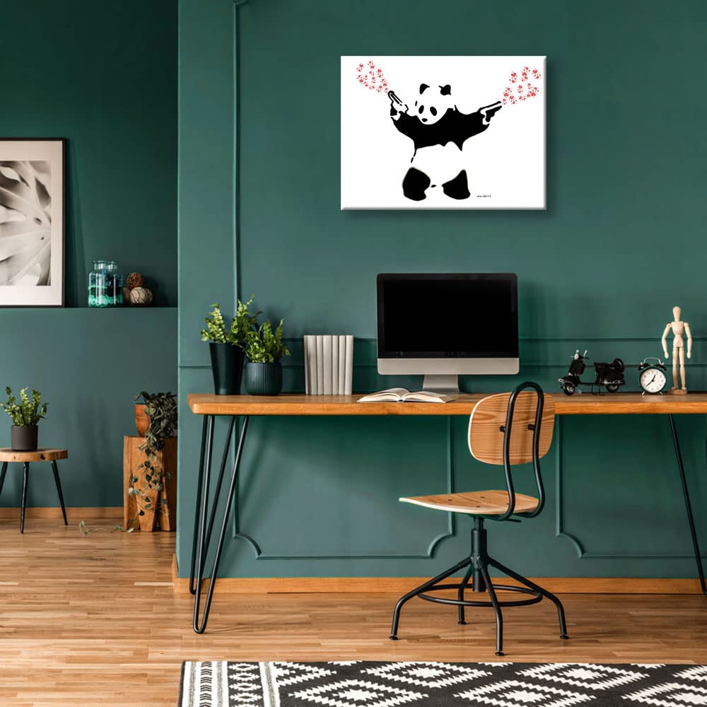 Amazon.co.jp: Banksy バンクシー パンダ 絵画 パンダが銃を持つ 抽象
