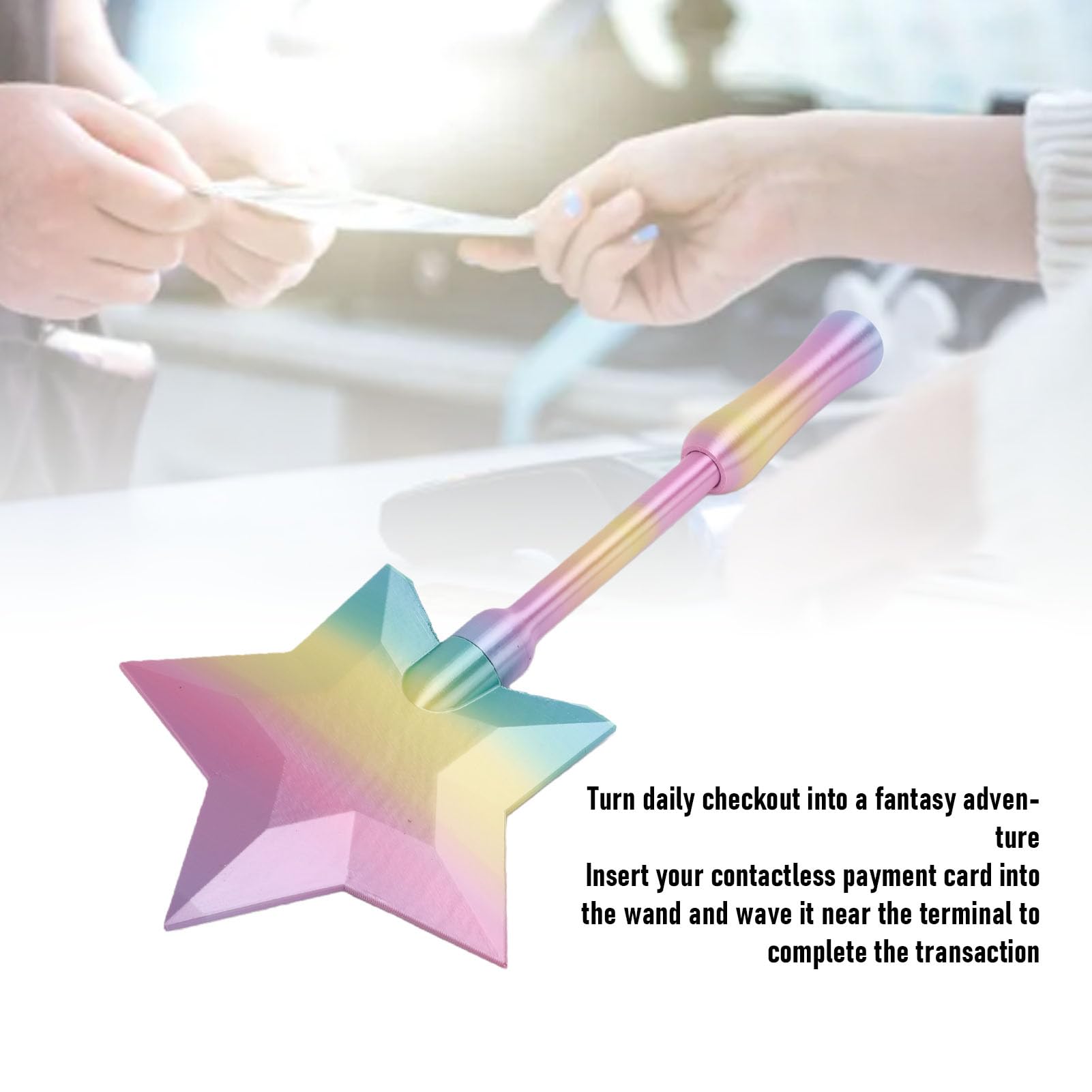 Tarjetero Tap to Play Fairy Wand con Ranura Oculta para Transacciones Seguras Entusiastas de las Compras y Niños (Estilo 2)