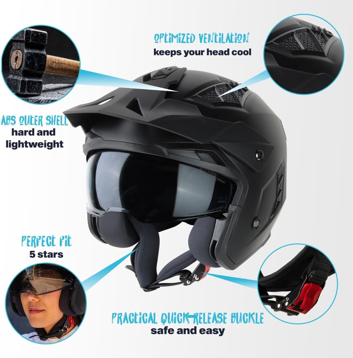 VINZ Kioto Jet Helmet / Streetfighter Helmet ECE Palestine | Ubuy