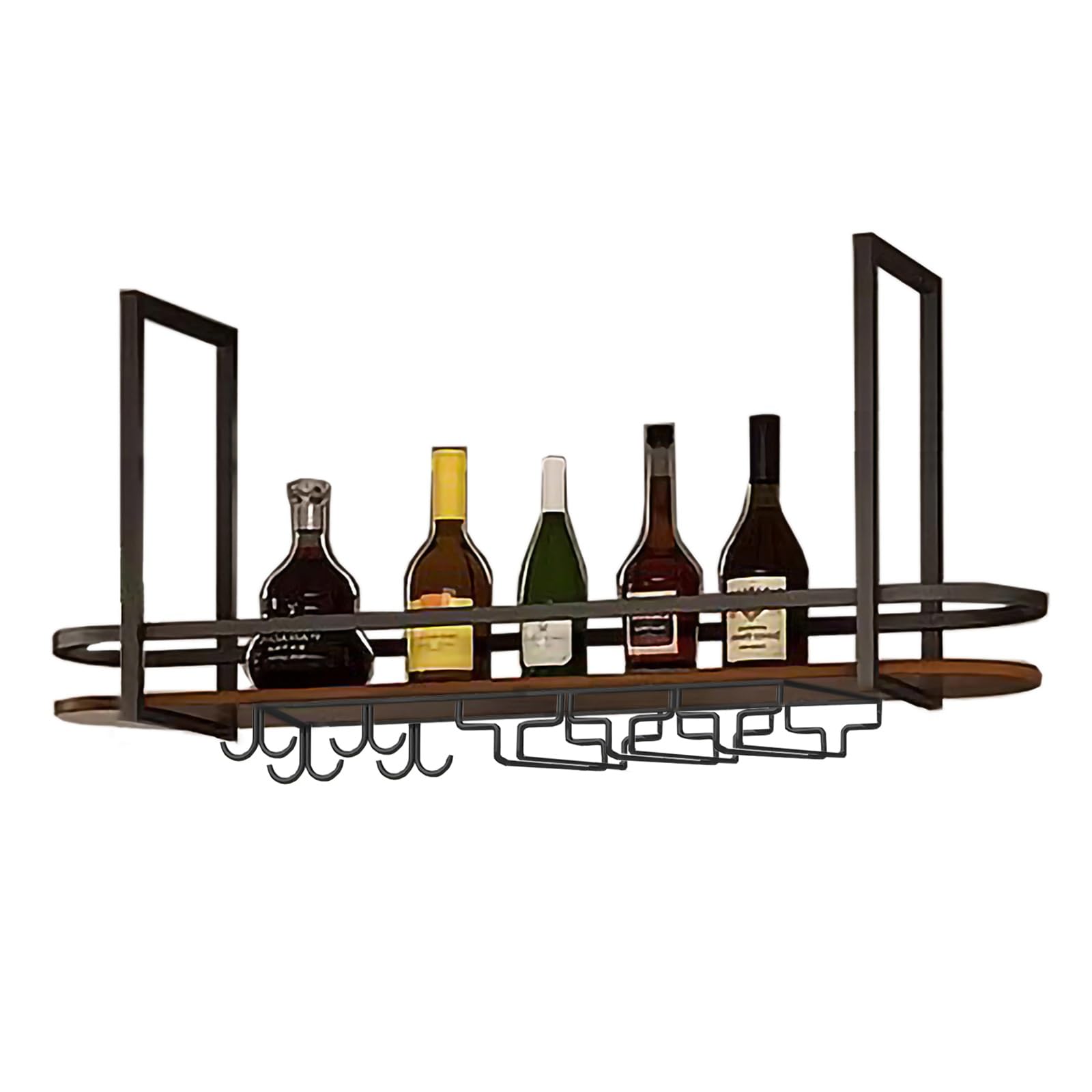 Casier à vin de plafond fonctionnel avec porte-verres pour optimiser le service des boissons