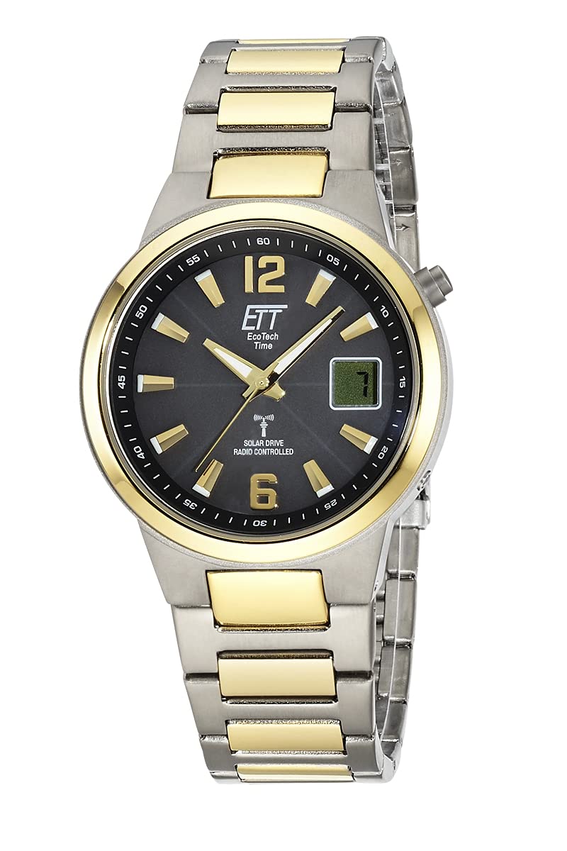 ETT Eco Tech Time Funk Solar Herren Uhr Analog mit digitalem Datum mit Titan Armband EGT-11468-21M