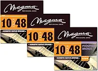 Magma - Cordas de guitarra acústica - 3 conjuntos de cordas acústicas de bronze fósforo leve calibre 10-48 (0,10" - 0,48") - GA120PB