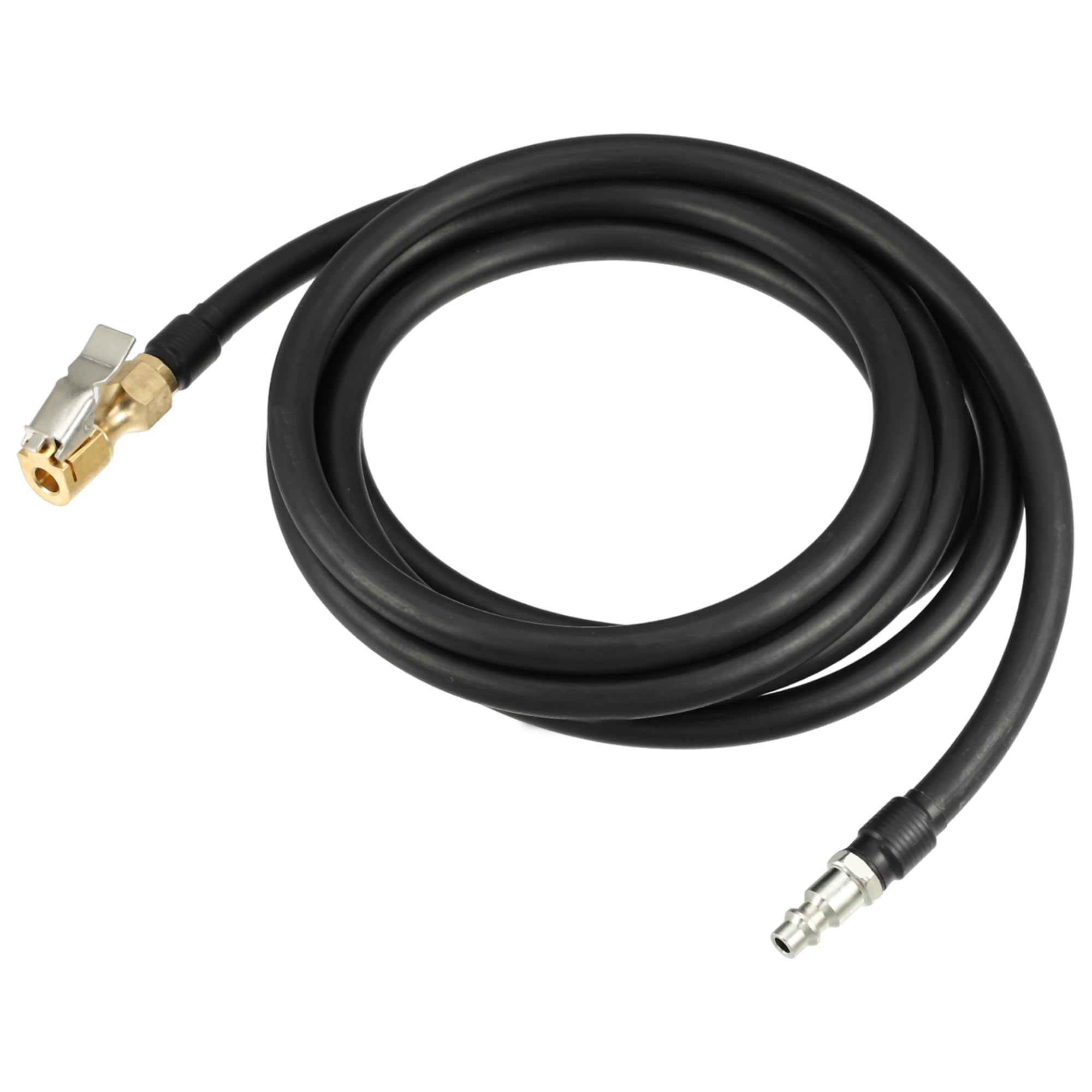 Motoforti Universal Inflator Air Pump Hose Adapter Tyre Valve Inflator Hose with Lock on Air Chuck, 300cm Hose Length, Close, Copper Steel Rubber, Black