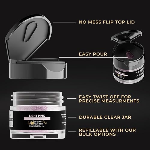 Miniatura 5 de Brew Glitter - Purpurina comestible rosa claro para bebidas, cócteles, cerveza y bebidas  1 frasco de 4g