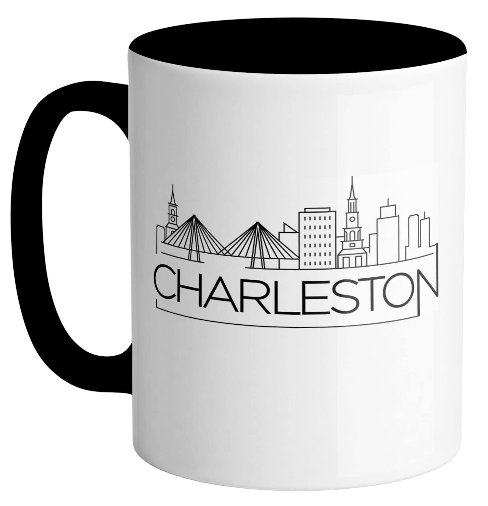 TeesAndTankYou Skyline Charleston South Carolina Coffee Mug 11oz Black