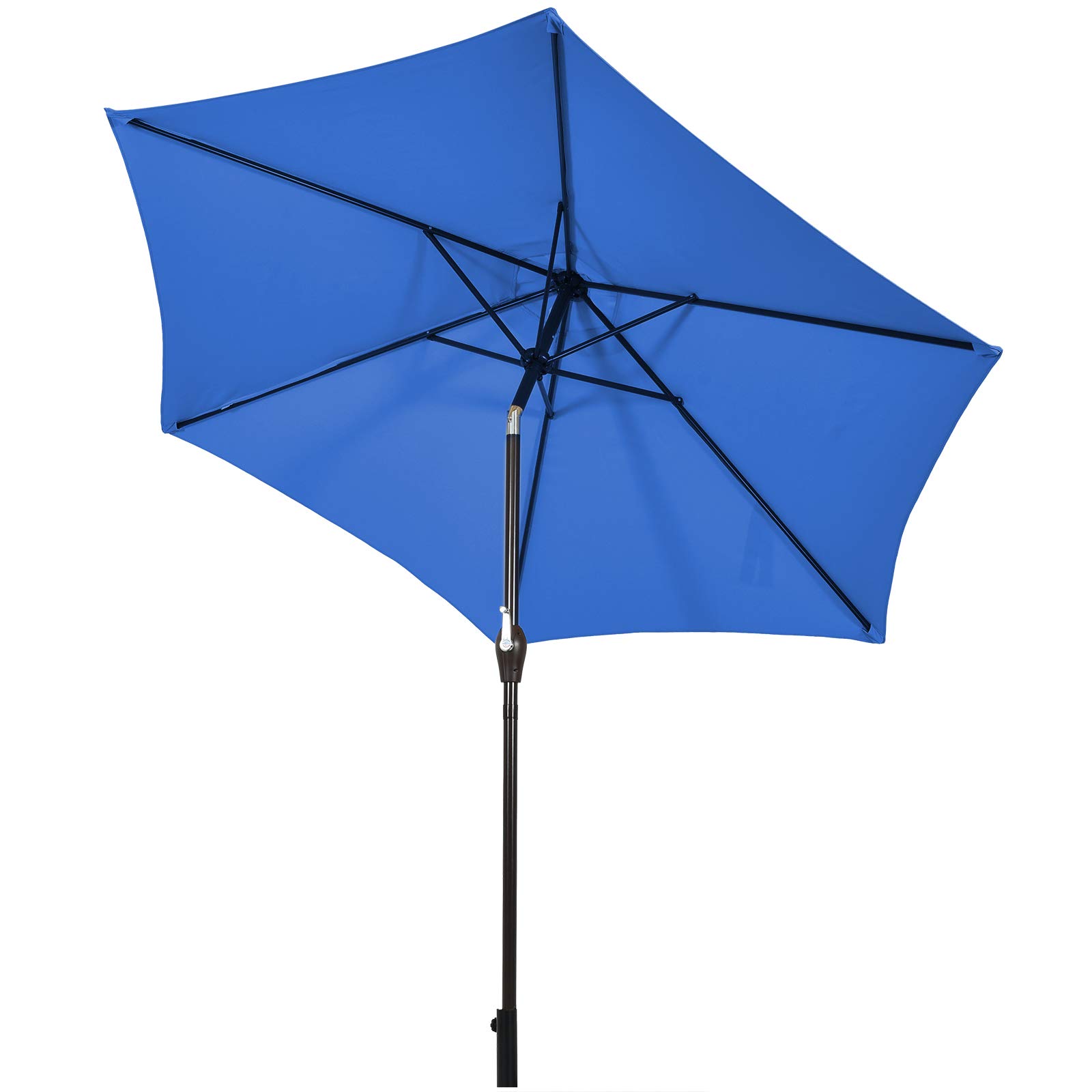 Tangkula 9FT Patio Umbrella, Outdoor Market Table Umbrella with Push Button Tilt Adjustment, Crank & 6 Sturdy Ribs for Garden, Backyard, Deck & Pool (Blue)