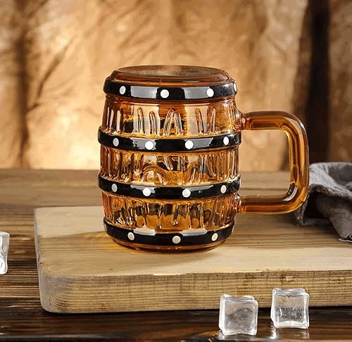 Miniatura 3 de Vaso de madera en forma de barril de vidrio taza de cerveza con forma de barril de vidrio con tapa
