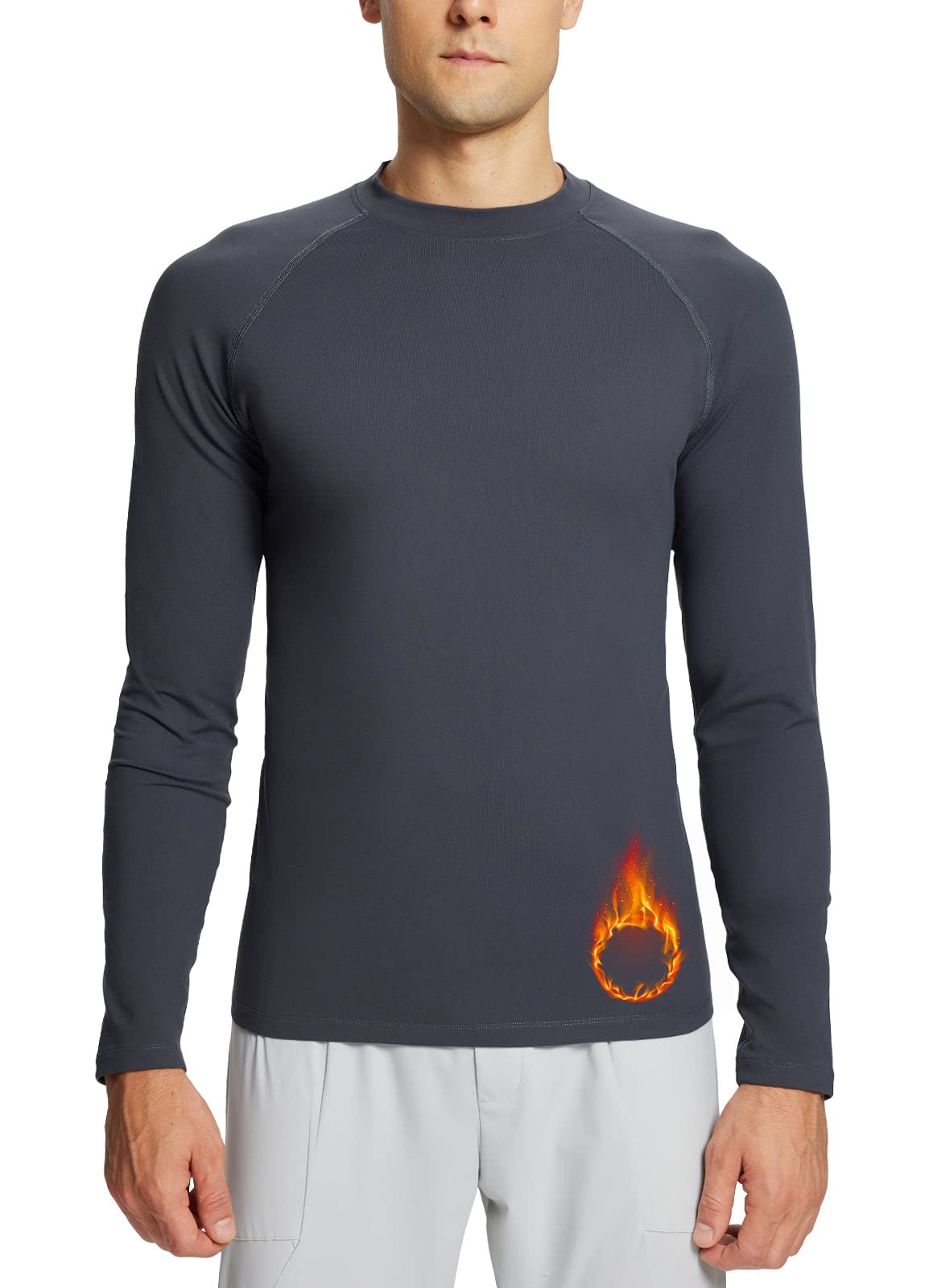 BALEAF Men's Fleece Thermal Long Sleeve Shirt Cold Weather Workout Tops Moisture Wicking Running Shirt