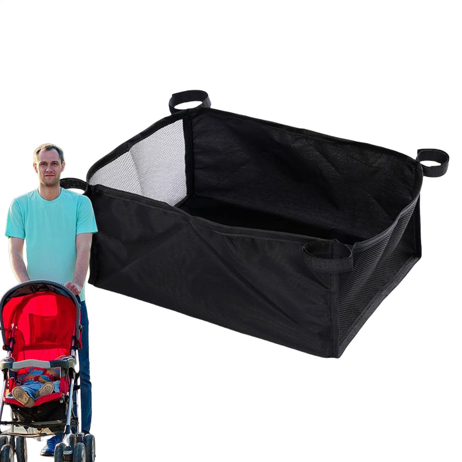 Organizer portaoggetti per passeggino, sotto il cestino, tasca inferiore in tessuto Oxford | grande capacità di stoccaggio sotto il passeggino, borsa portaoggetti per accessori per passeggini