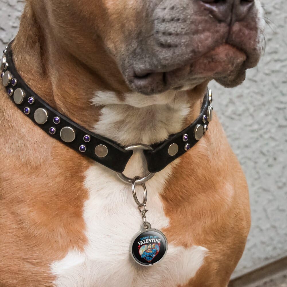 Superman Hope is My Valentine Chrome Plated Metal Pet Dog Cat ID Tag - Large