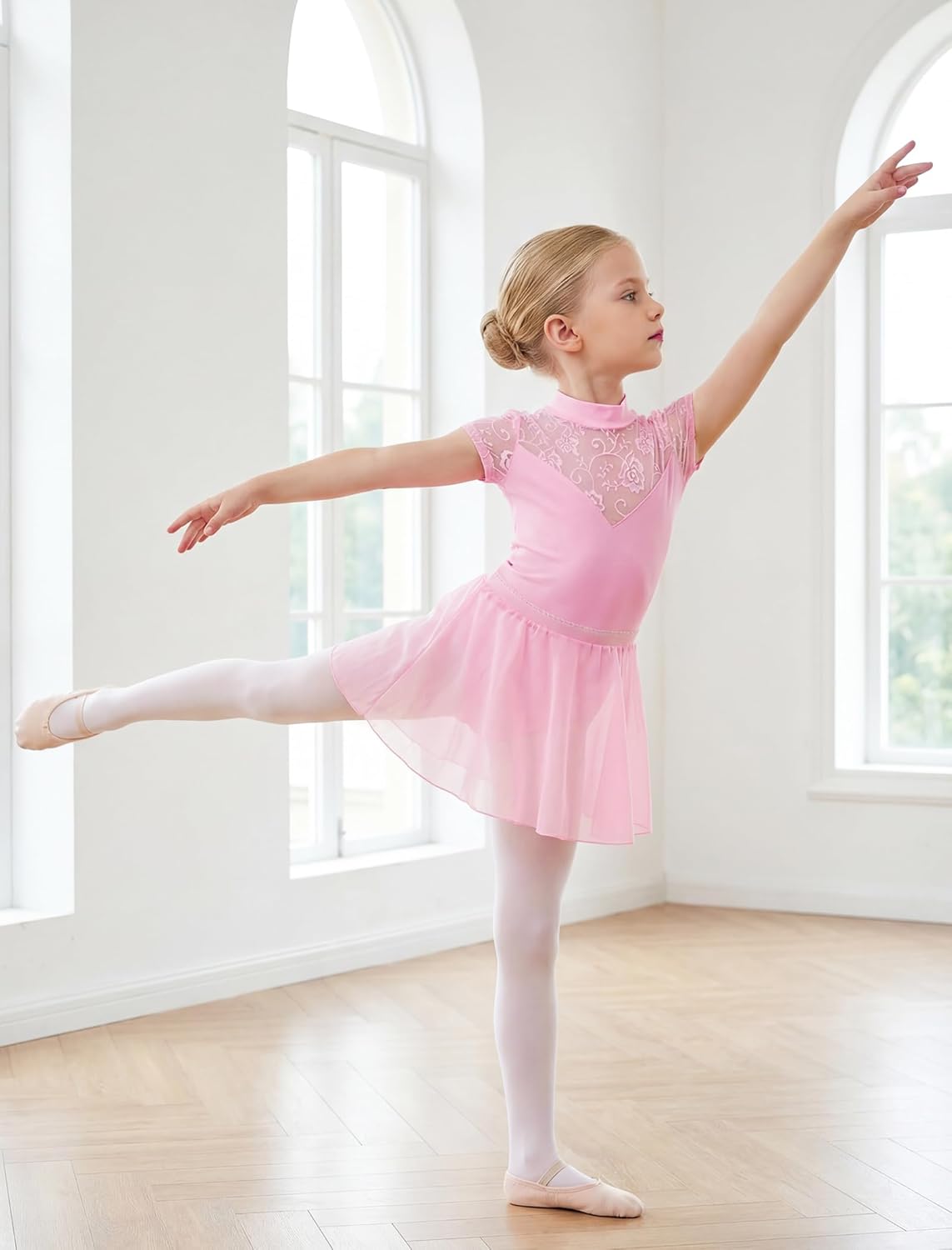 Gogokids Girls Ballet Leotards, Toddler Hollow Back Dance Dress with Removable Skirt Combo - Image 7