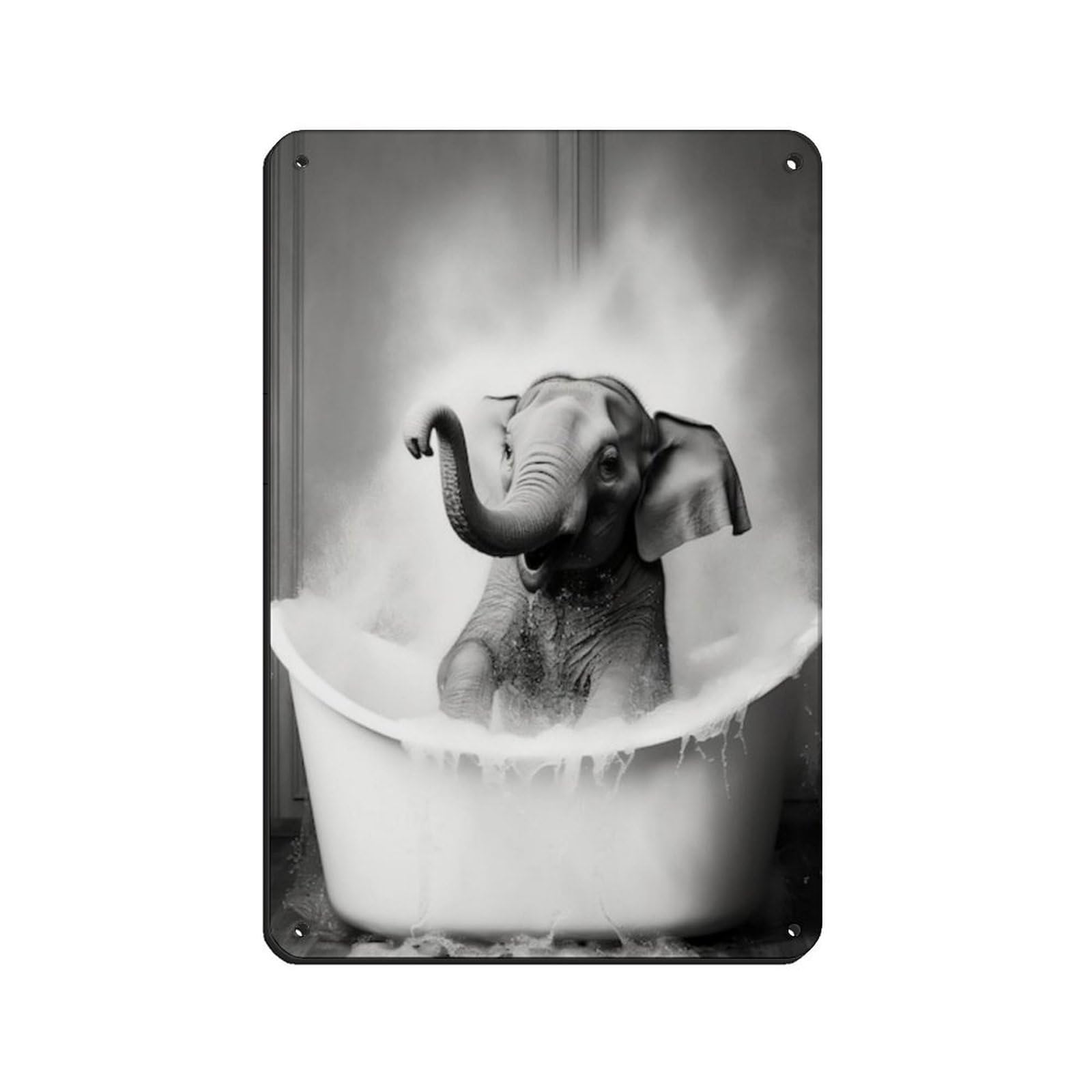 Adorable Baby Elephant in Tub BathroomArtPoster Tin Sign Vintage Metal Pub Club Cafe Bar Home Wall Art Decoration Poster Retro 8x12inch(20x30cm)